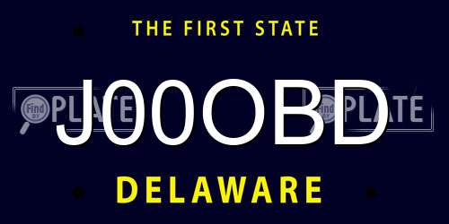 J00OBD Delaware License Plate