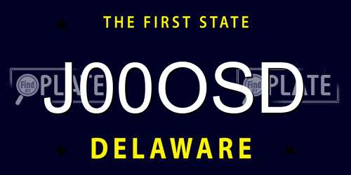 J00OSD Delaware License Plate