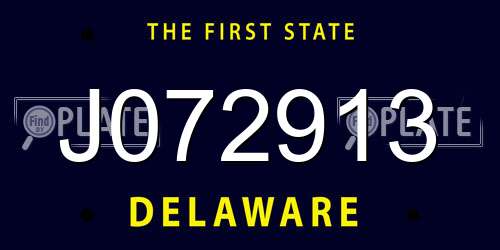 J072913 Delaware License Plate