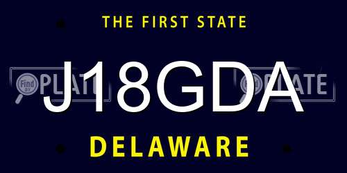 J18GDA Delaware License Plate