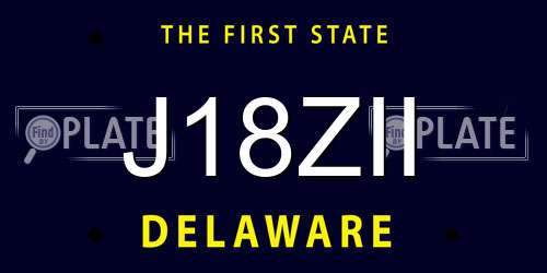 J18ZII Delaware License Plate