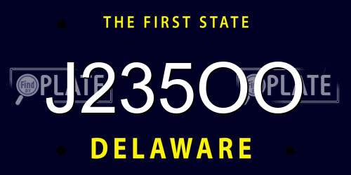 J235OO Delaware License Plate