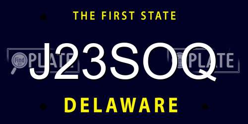 J23SOQ Delaware License Plate