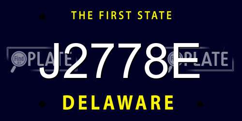 J2778E Delaware License Plate