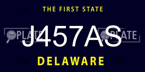 J457AS Delaware License Plate