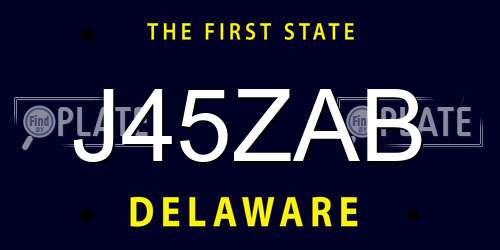 J45ZAB Delaware License Plate