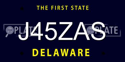 J45ZAS Delaware License Plate