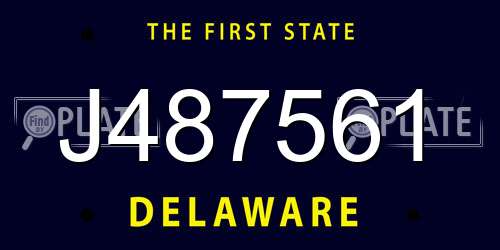 J487561 Delaware License Plate