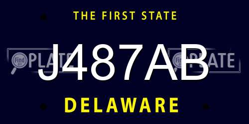 J487AB Delaware License Plate