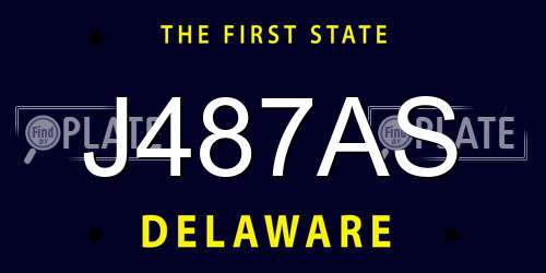 J487AS Delaware License Plate