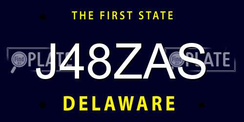 J48ZAS Delaware License Plate