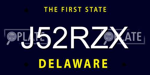 J52RZX Delaware License Plate