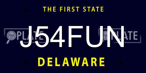 J54FUN Delaware License Plate