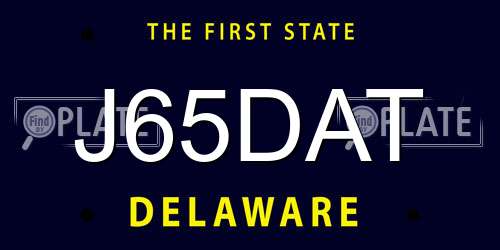 J65DAT Delaware License Plate