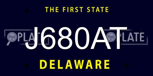 J680AT Delaware License Plate