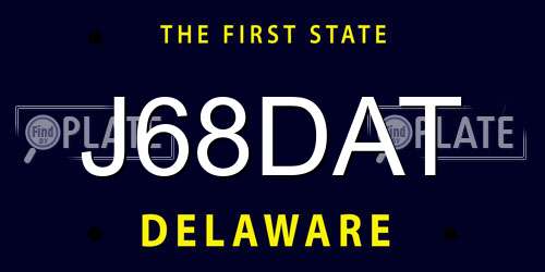J68DAT Delaware License Plate