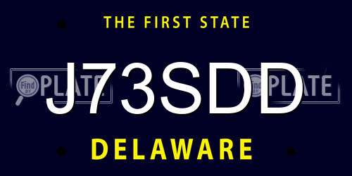 J73SDD Delaware License Plate