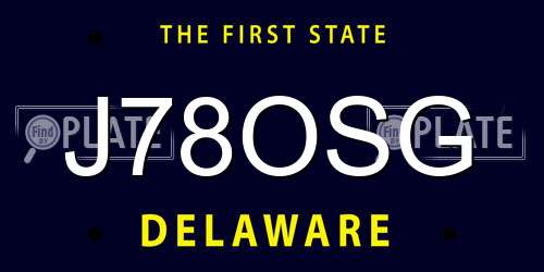 J78OSG Delaware License Plate