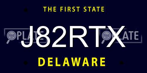 J82RTX Delaware License Plate