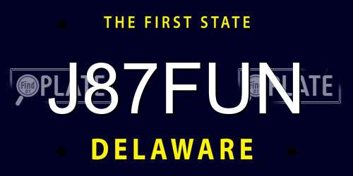 J87FUN Delaware License Plate
