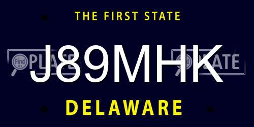 J89MHK Delaware License Plate