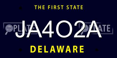 JA4O2A Delaware License Plate
