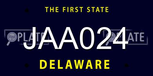 JAA024 Delaware License Plate