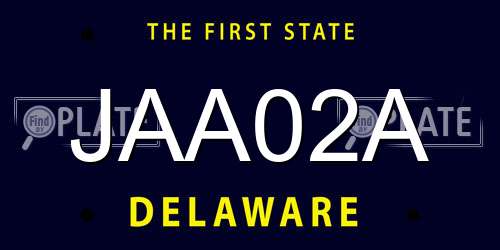 JAA02A Delaware License Plate