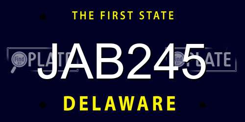 JAB245 Delaware License Plate