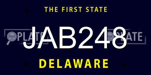 JAB248 Delaware License Plate