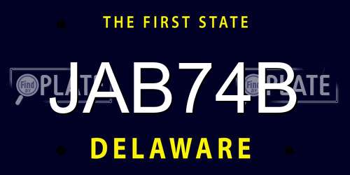 JAB74B Delaware License Plate