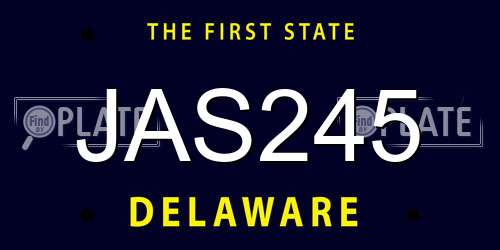 JAS245 Delaware License Plate