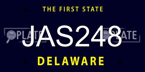 JAS248 Delaware License Plate
