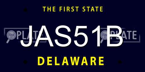 JAS51B Delaware License Plate
