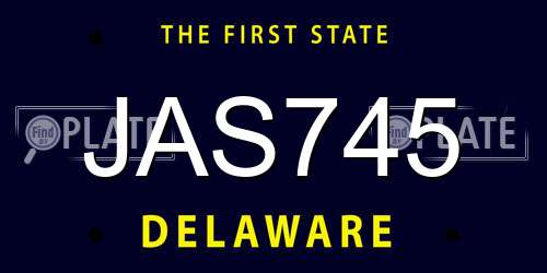 JAS745 Delaware License Plate