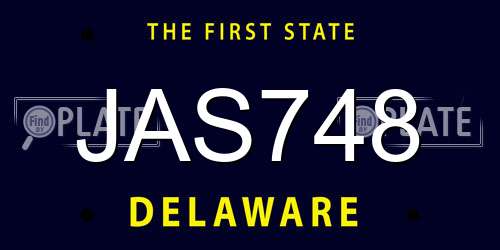 JAS748 Delaware License Plate