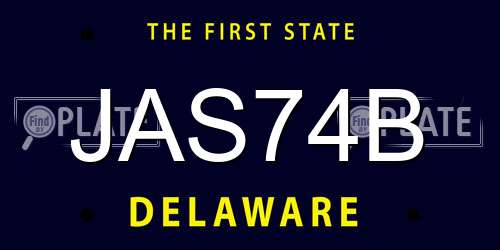 JAS74B Delaware License Plate