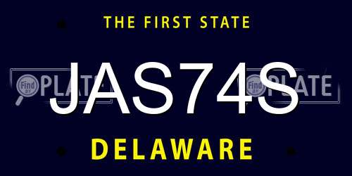 JAS74S Delaware License Plate