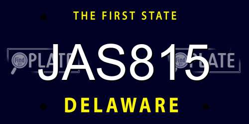 JAS815 Delaware License Plate