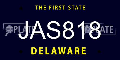 JAS818 Delaware License Plate