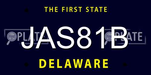 JAS81B Delaware License Plate