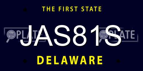 JAS81S Delaware License Plate