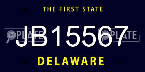 JB15567 Delaware License Plate