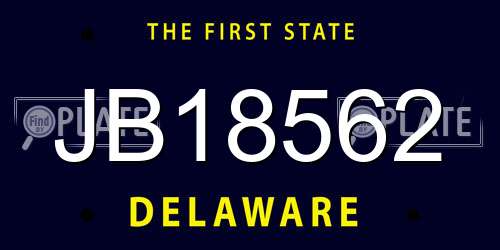 JB18562 Delaware License Plate