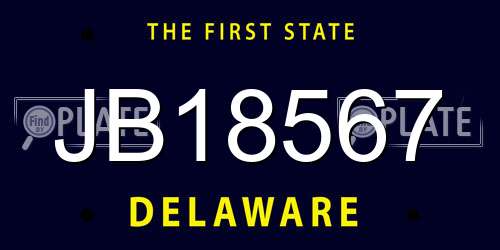 JB18567 Delaware License Plate