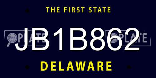 JB1B862 Delaware License Plate