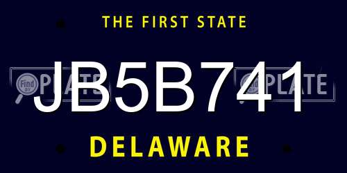 JB5B741 Delaware License Plate