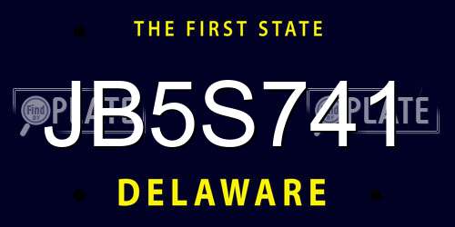 JB5S741 Delaware License Plate