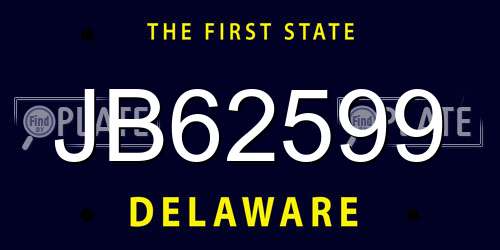 JB62599 Delaware License Plate