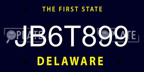 JB6T899 Delaware License Plate